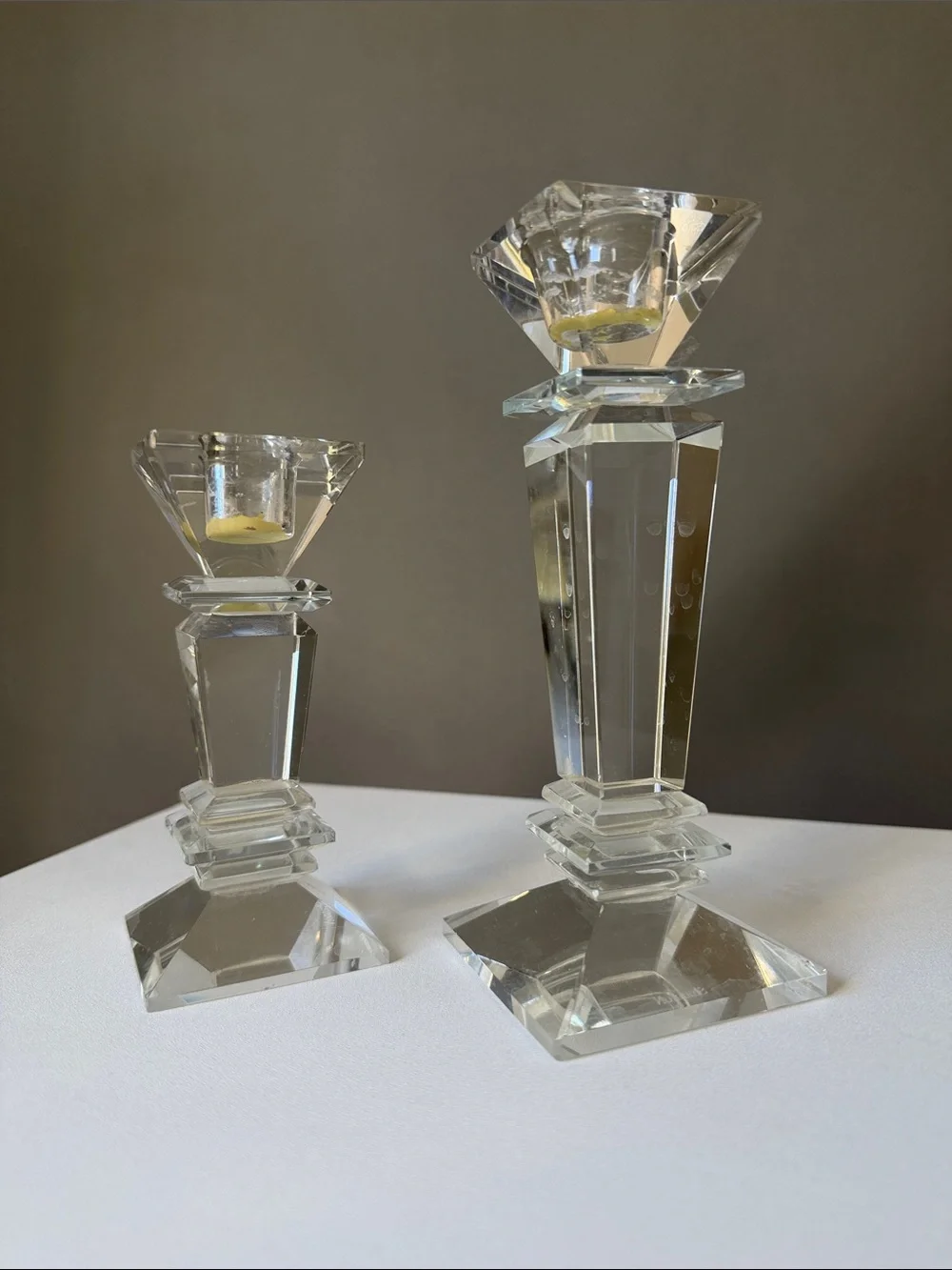 Crystal Glass Candlestick Pair - Shannon Crystal